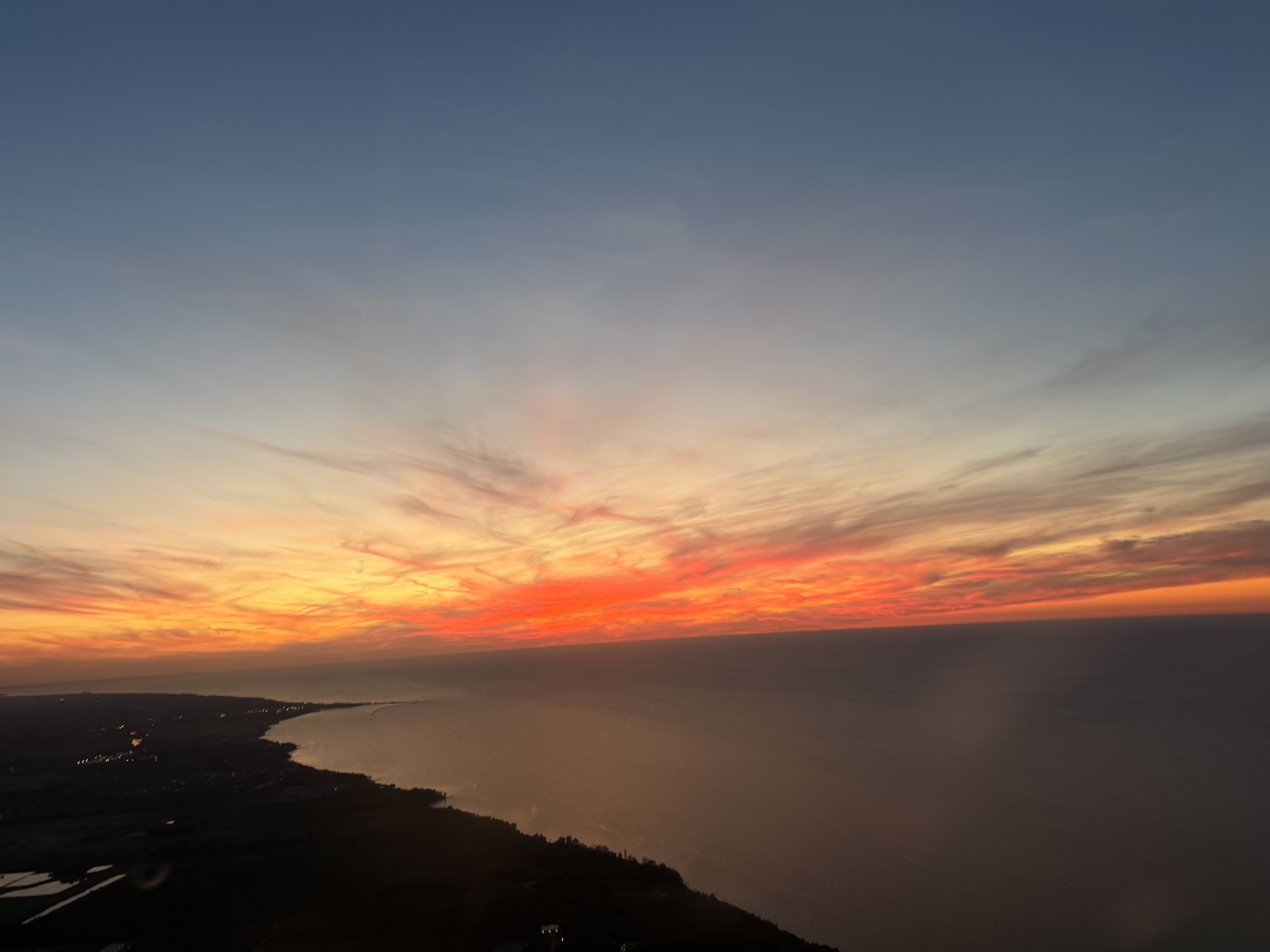 Sunset over the lake and the Ohio coast